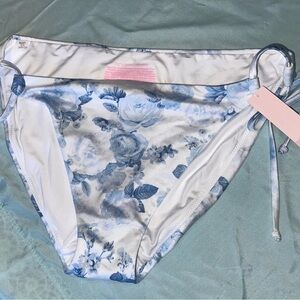 Victoria's Secret White and Blue Floral Bikini Bottom